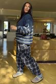 Big Softie Stripe Funnel Grunge Knit Denim